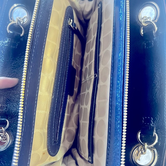 Kate Spade New York Navy Blue White Striped Gold Chain Purse Shoulder Bag - Picture 3 of 8